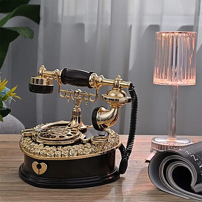 Brown and Gold Retro Telephone Music Box OR Small Jewelry Box