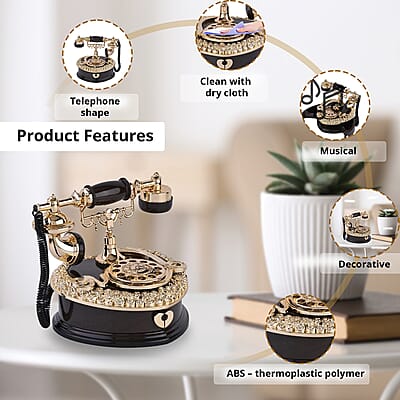 Brown and Gold Retro Telephone Music Box OR Small Jewelry Box