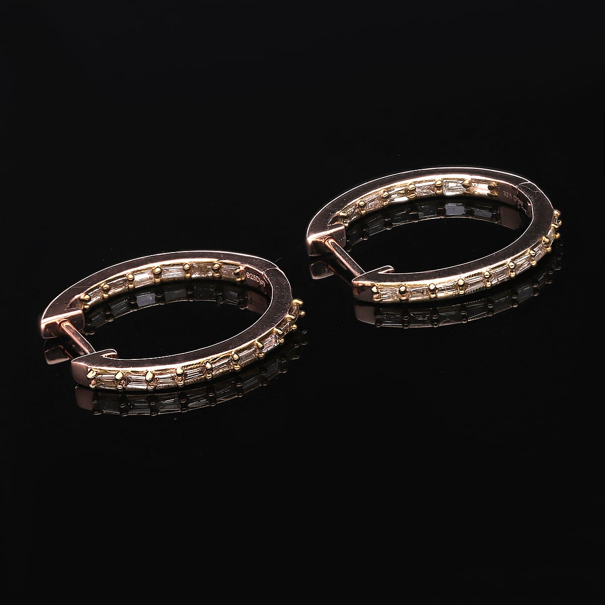 Natural Champagne Diamond Hoop Earrings in Vermeil Rose Gold Over Sterling Silver 0.50 ctw image number 1
