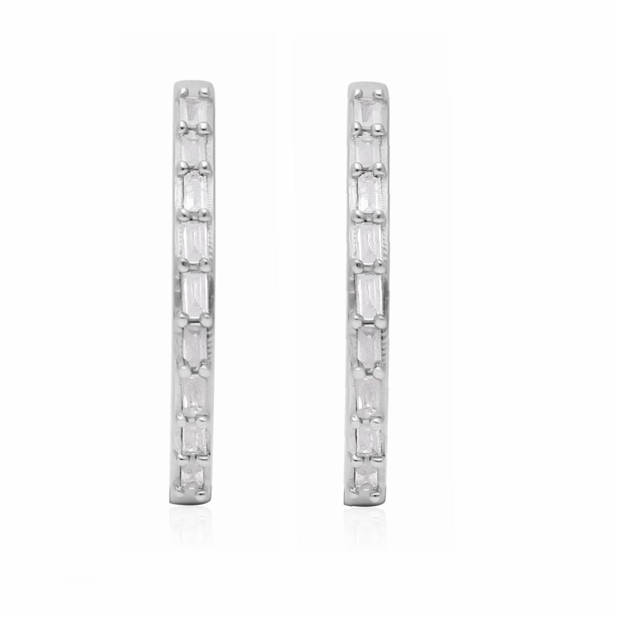 Diamond 0.50 ctw Hoop Earrings in Platinum Over Sterling Silver  image number 0