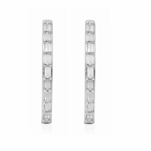 Diamond 0.50 ctw Hoop Earrings in Platinum Over Sterling Silver 