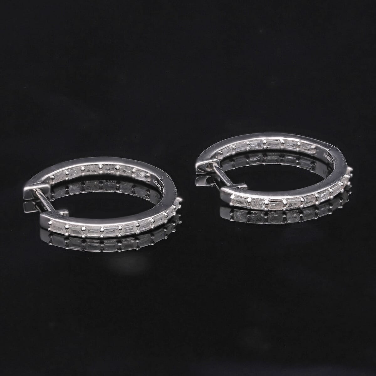 Diamond 0.50 ctw Hoop Earrings in Platinum Over Sterling Silver  image number 1