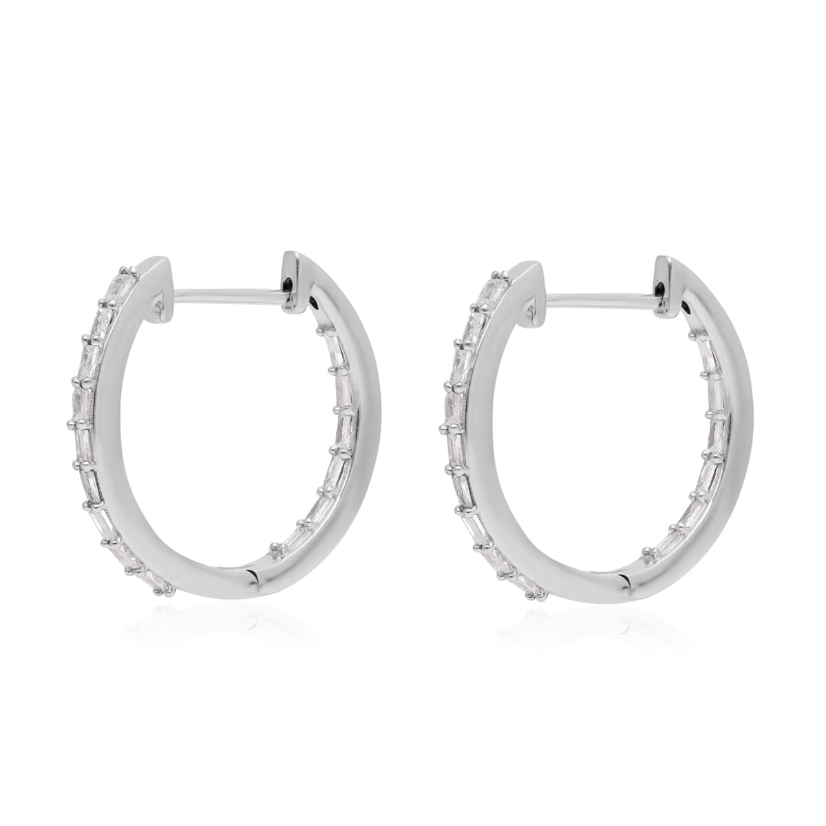 Diamond 0.50 ctw Hoop Earrings in Platinum Over Sterling Silver  image number 3