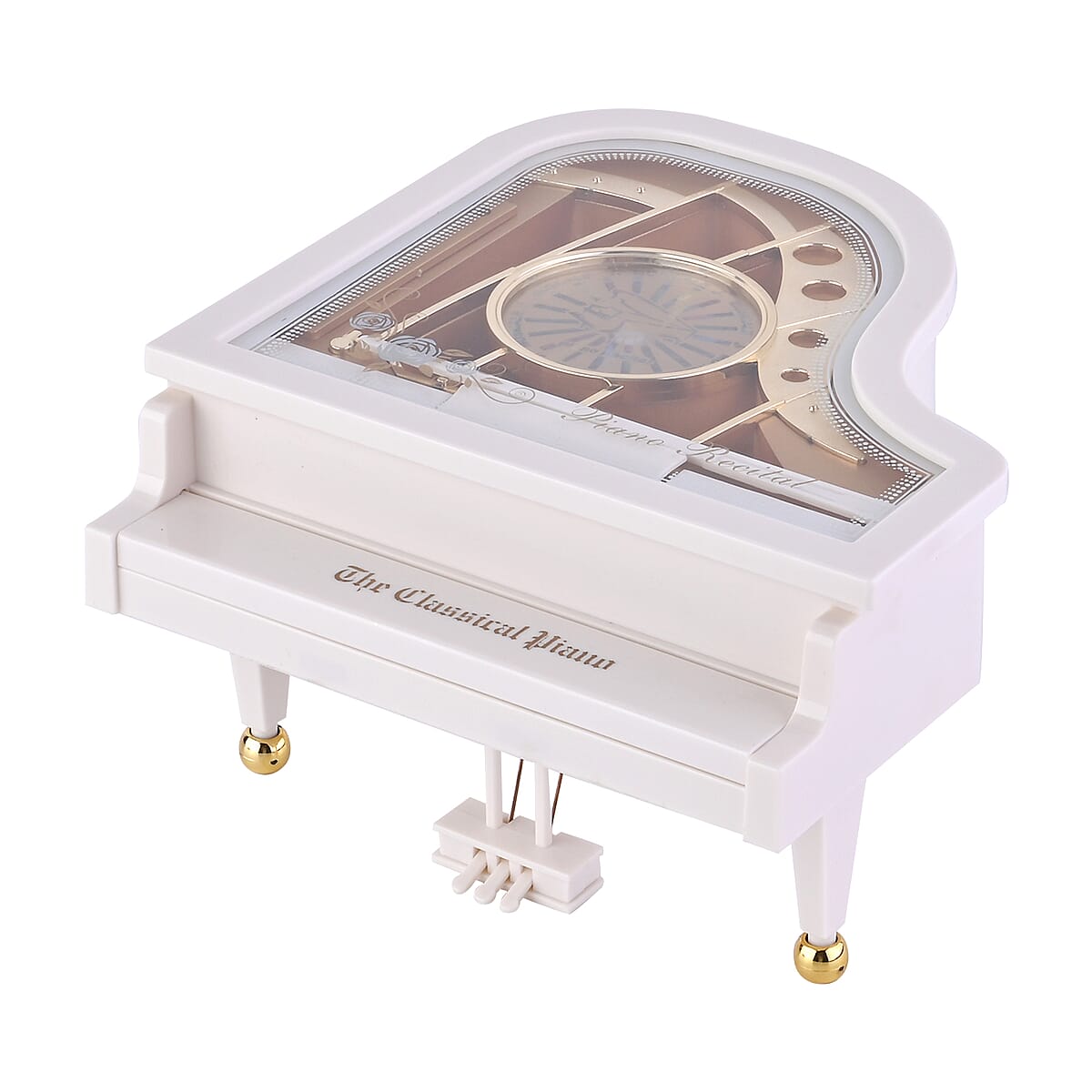 White Piano Shaped Music Box with Ballerina image number 2
