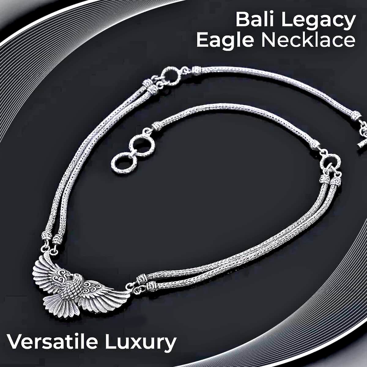 Bali Legacy Eagle Necklace, Sterling Silver Necklace, Toggle Clasp Necklace, 20-21 Inch Necklace 39 Grams image number 1