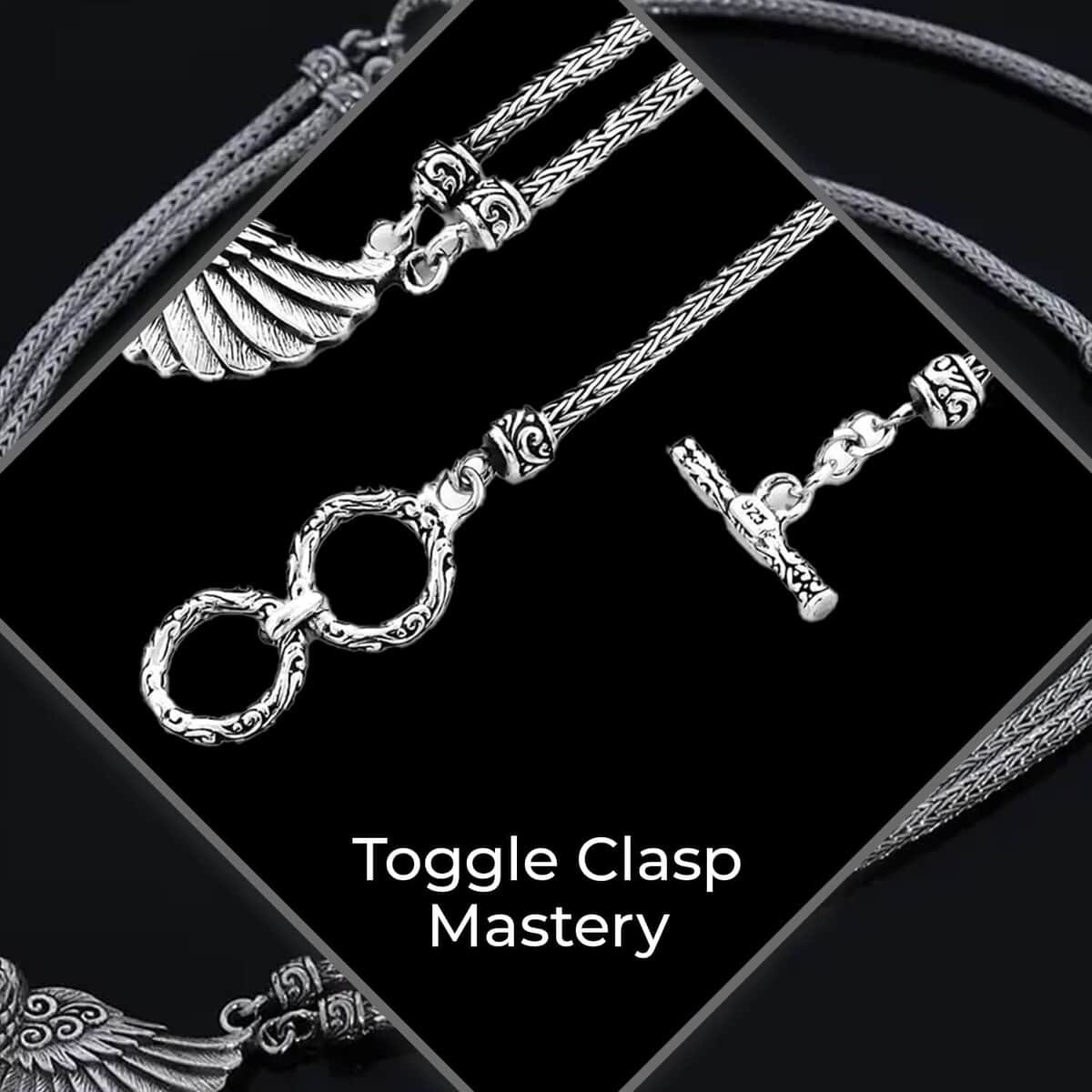 Bali Legacy Eagle Necklace, Sterling Silver Necklace, Toggle Clasp Necklace, 20-21 Inch Necklace 39 Grams image number 3