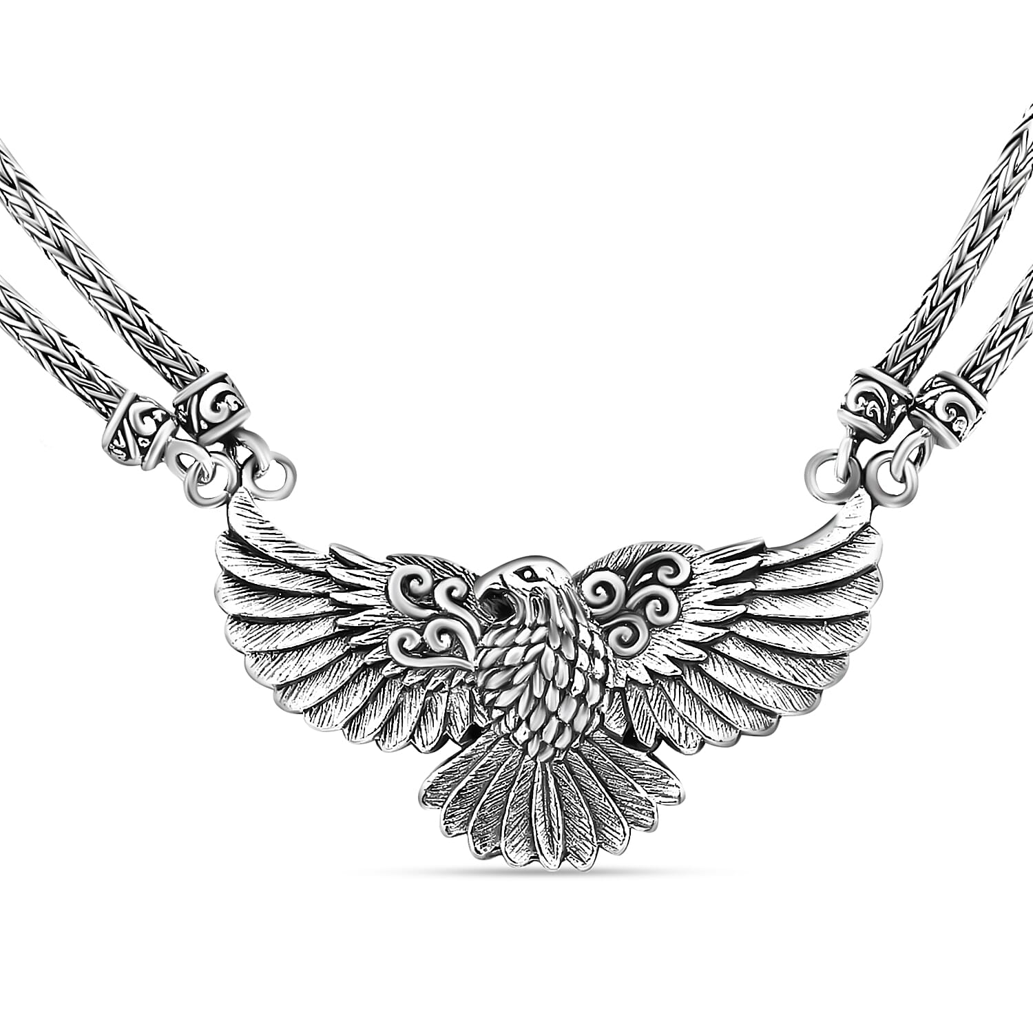 Bali Legacy Eagle Necklace, Sterling Silver Necklace, Toggle Clasp Necklace, 20-21 Inch Necklace 39 Grams