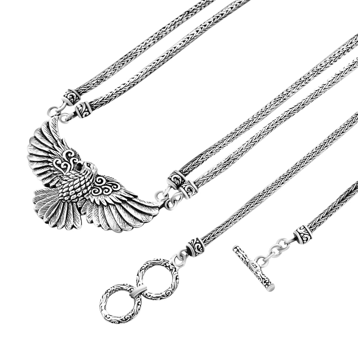 Bali Legacy Eagle Necklace, Sterling Silver Necklace, Toggle Clasp Necklace, 20-21 Inch Necklace 39 Grams image number 5