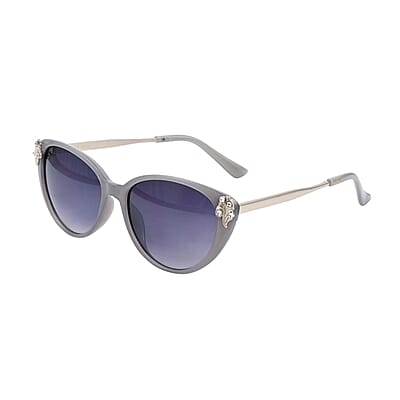 NY Closeout SolarX Women's Polarized UV 400 Leaf Sunglasses with Rhinestones - Gray