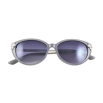 NY Closeout SolarX Women's Polarized UV 400 Leaf Sunglasses with Rhinestones - Gray