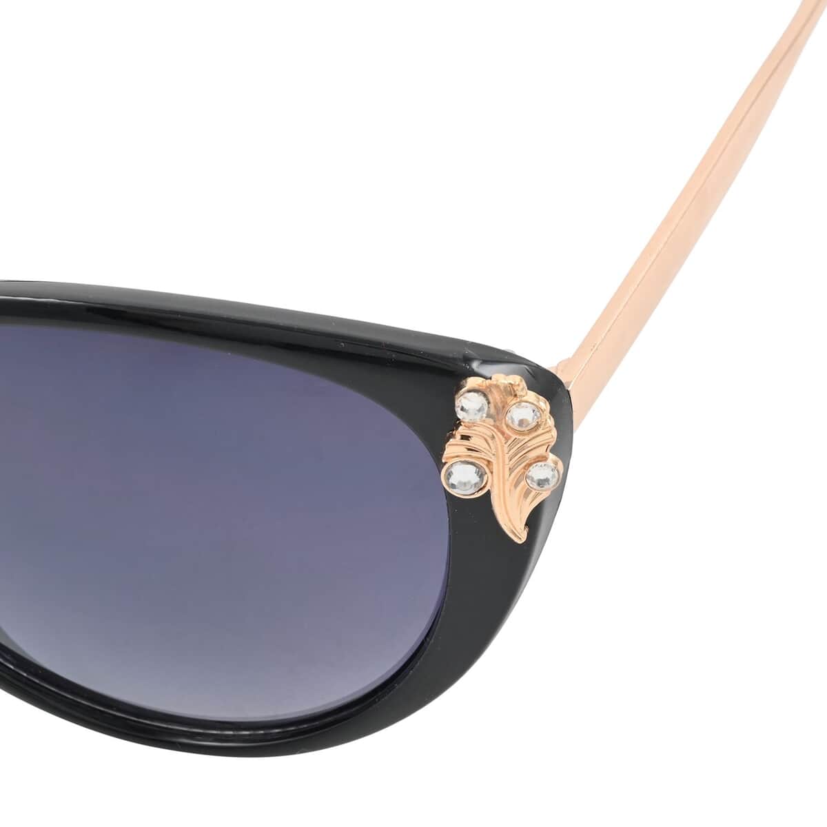 NY Closeout SolarX Women's Polarized UV 400 Leaf Sunglasses with Rhinestones - Black image number 4