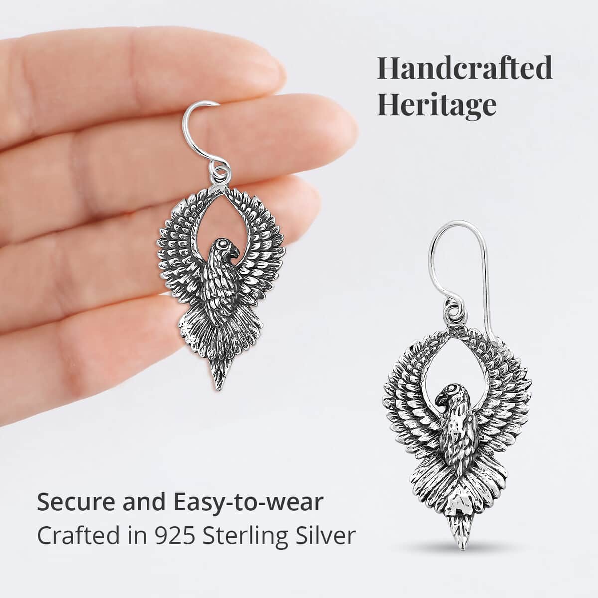 Bali Legacy Sterling Silver Eagle Earrings 12.15 Grams image number 3