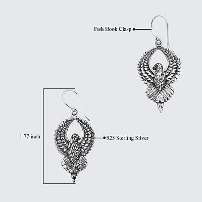 Bali Legacy Eagle Earrings in Sterling Silver 12.15 Grams