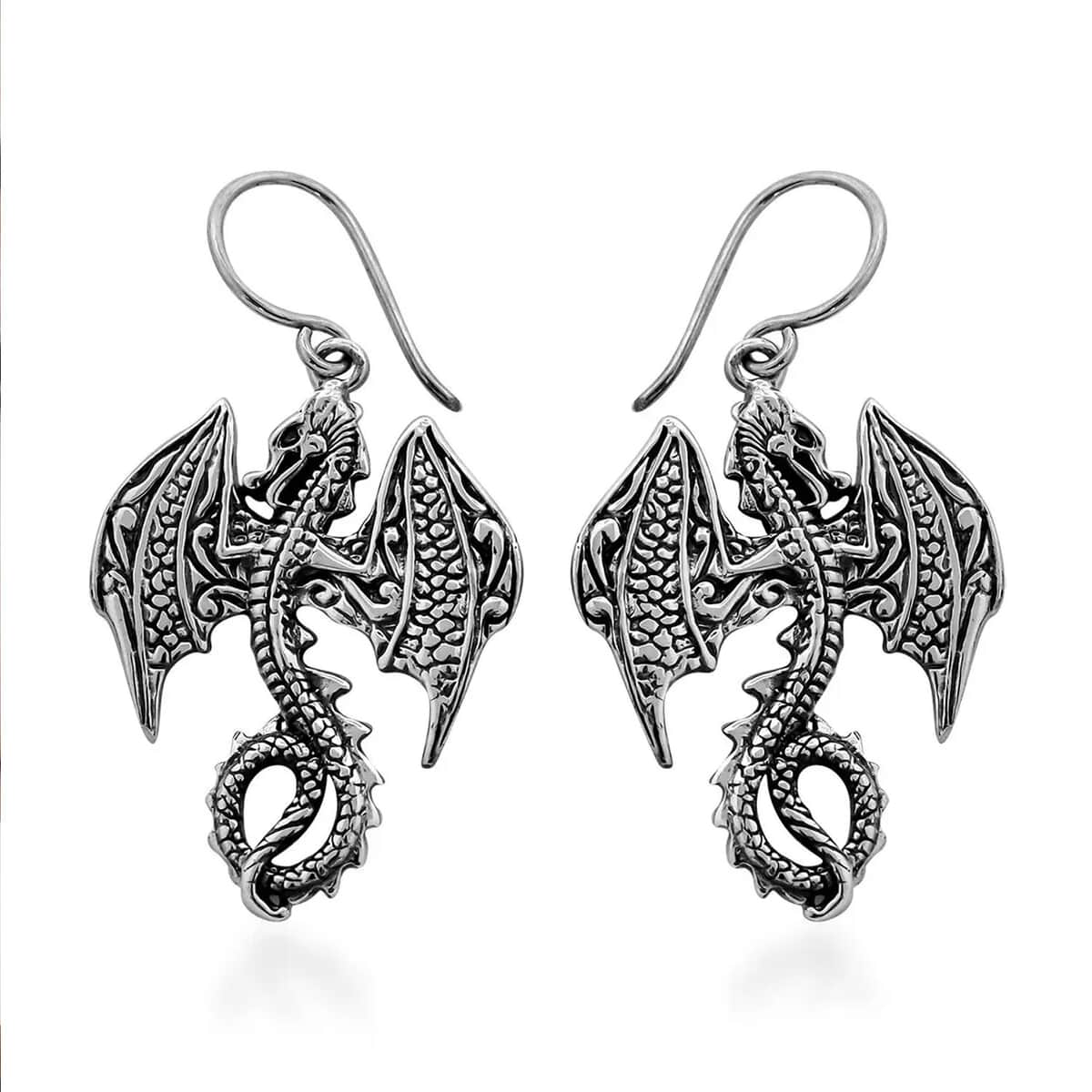 Bali Legacy Sterling Silver Dragon Earrings 12.15 Grams image number 0