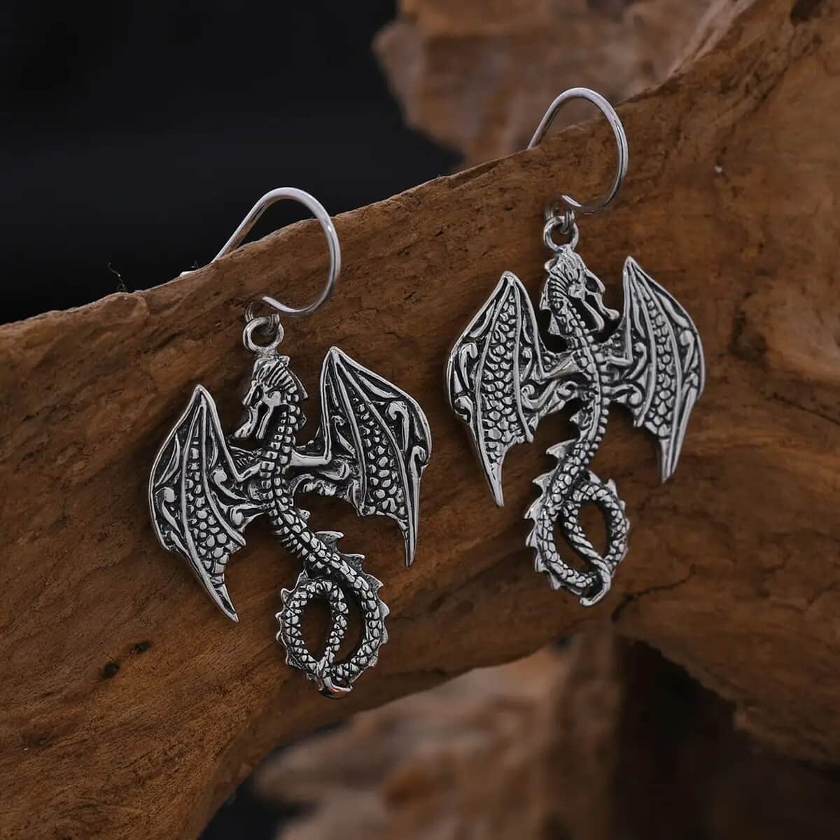 Bali Legacy Sterling Silver Dragon Earrings 12.15 Grams image number 1