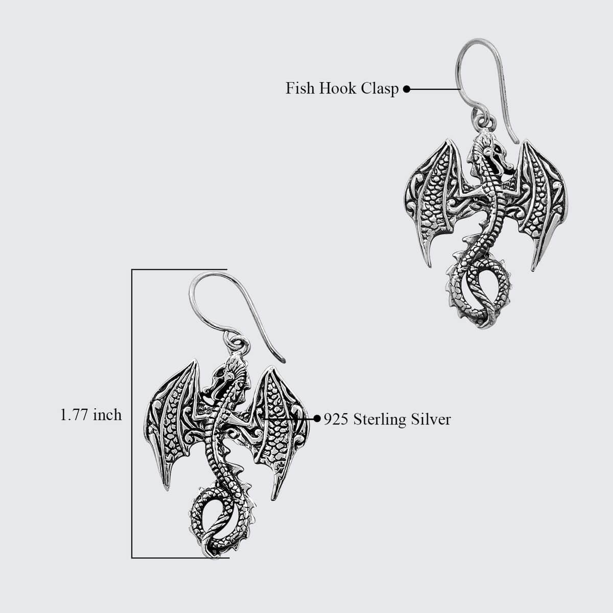 Bali Legacy Sterling Silver Dragon Earrings 12.15 Grams image number 4