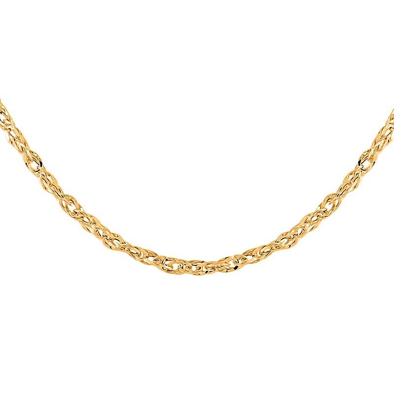 Gold Singapore Chain Necklace, Italian 18K Yellow Gold Necklace, Gold Singapore Necklace, 18 Inch Necklace 1.40 Grams