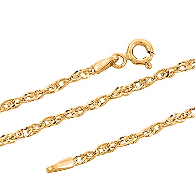 Gold Singapore Chain Necklace, Italian 18K Yellow Gold Necklace, Gold Singapore Necklace, 18 Inch Necklace 1.40 Grams