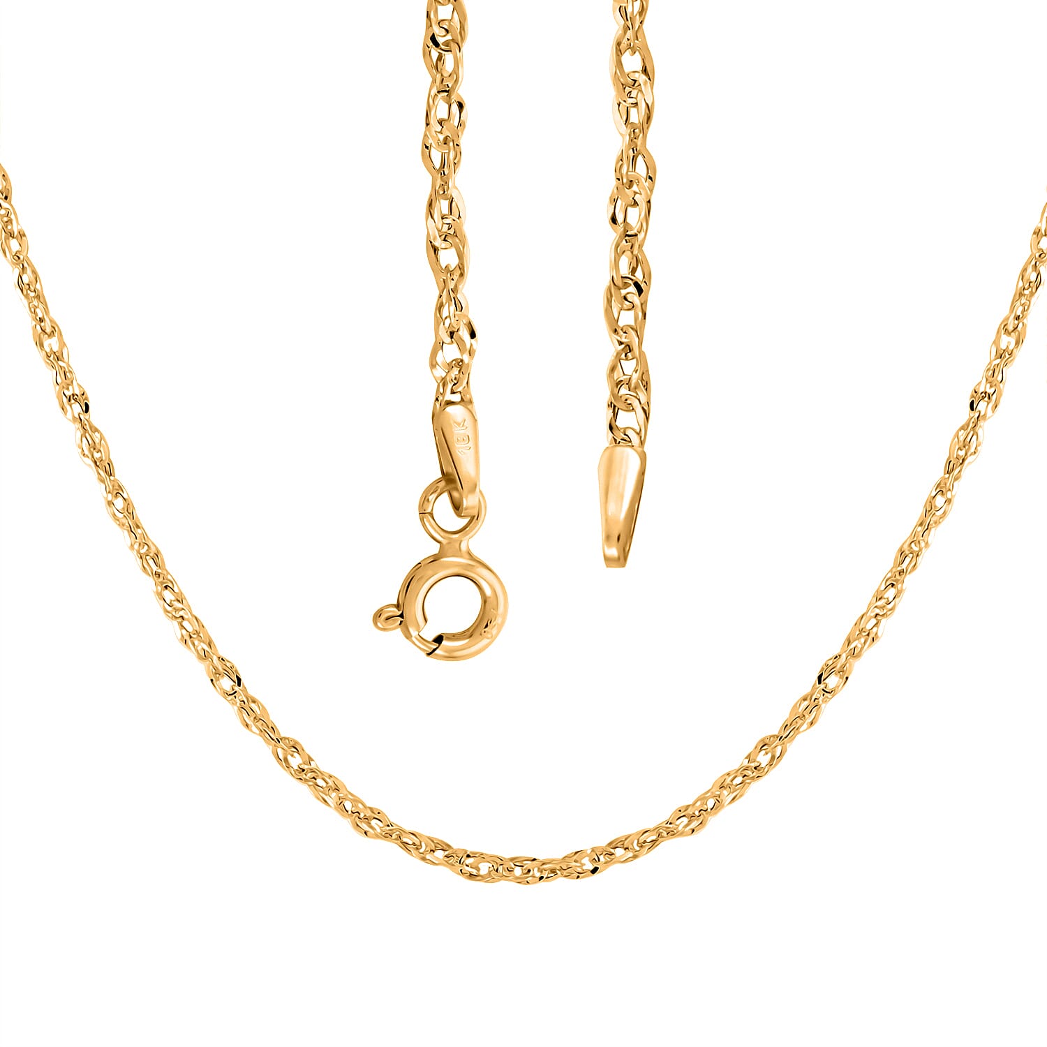 Gold Singapore Chain Necklace, Italian 18K Yellow Gold Necklace, Gold Singapore Necklace, 18 Inch Necklace 1.40 Grams