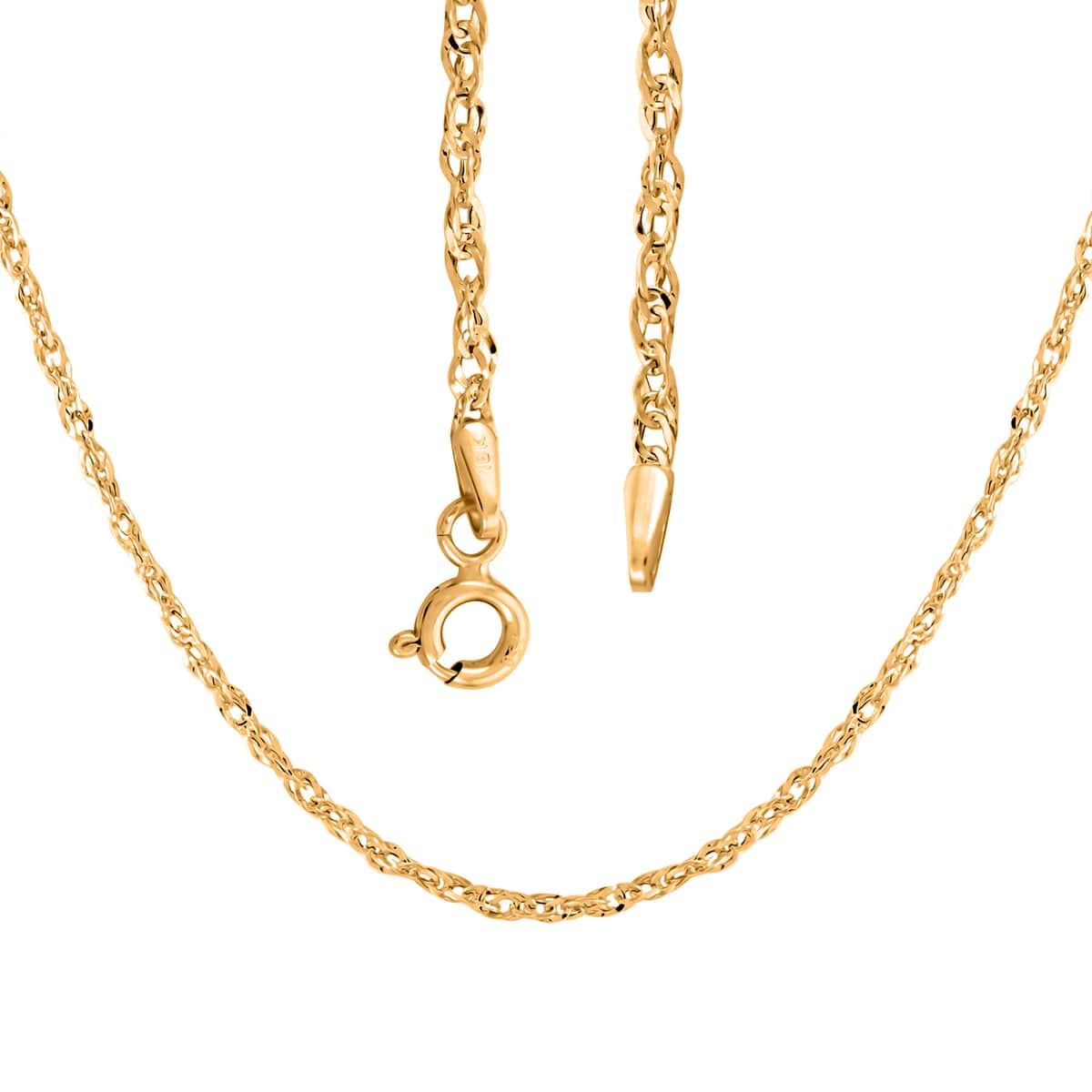 Gold Singapore Chain Necklace, Italian 18K Yellow Gold Necklace, Gold Singapore Necklace, 18 Inch Necklace 1.40 Grams image number 4