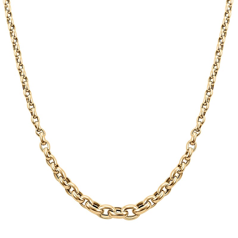 Italian 10K Yellow Gold 7.8mm Oval Rolo Graduated Necklace 18-20 Inches 9.30 Grams