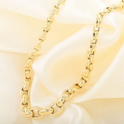 Italian 10K Yellow Gold 7.8mm Oval Rolo Graduated Necklace 18-20 Inches 9.30 Grams