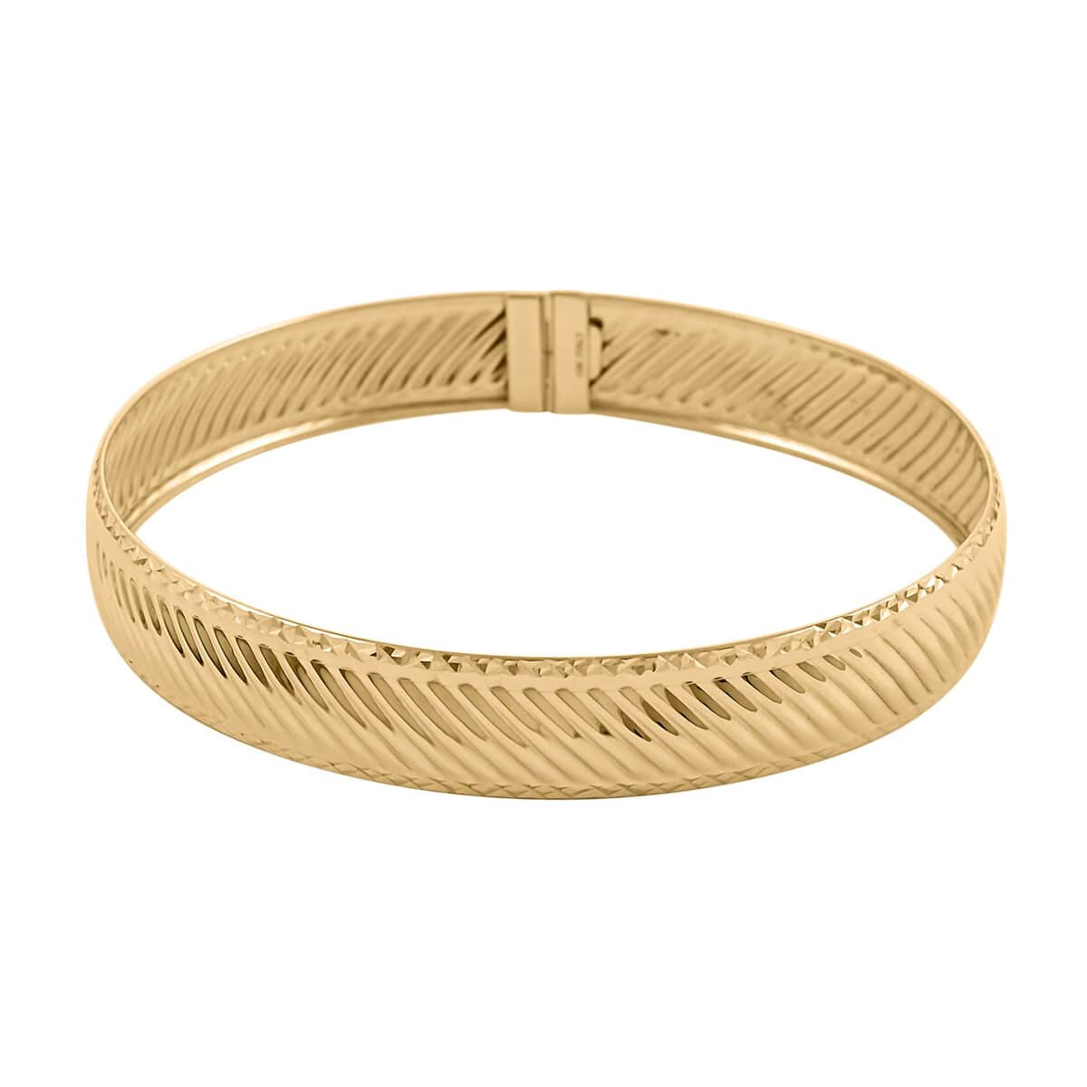 Rigato Italian 10K Yellow Gold Rigato 10mm Flex Hinged Bangle Bracelet (7.50 In) 5.80 Grams image number 0