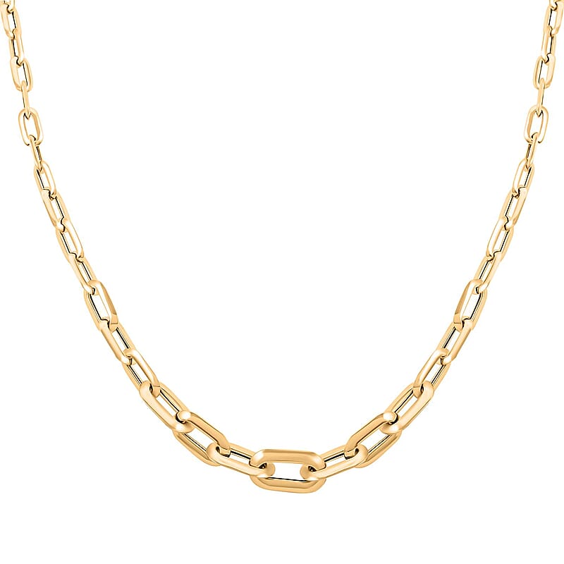 Piramide Italian 10K Yellow Gold Paperclip Necklace 20 Inches 5.80 Grams
