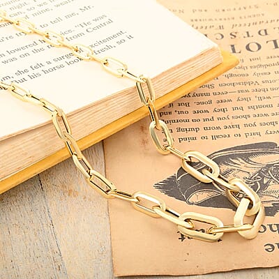 Piramide Italian 10K Yellow Gold Paperclip Necklace 20 Inches 5.80 Grams