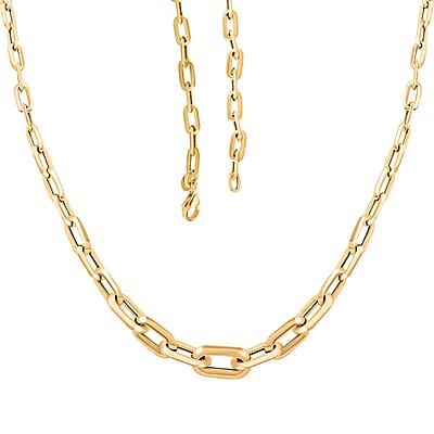 Piramide Italian 10K Yellow Gold Paperclip Necklace 20 Inches 5.80 Grams