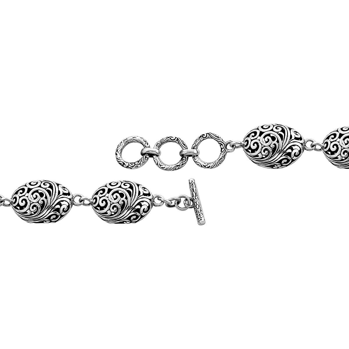 Bali Legacy Sterling Silver Toggle Clasp Oval Bracelet (7.25 In) 21.40 Grams image number 2