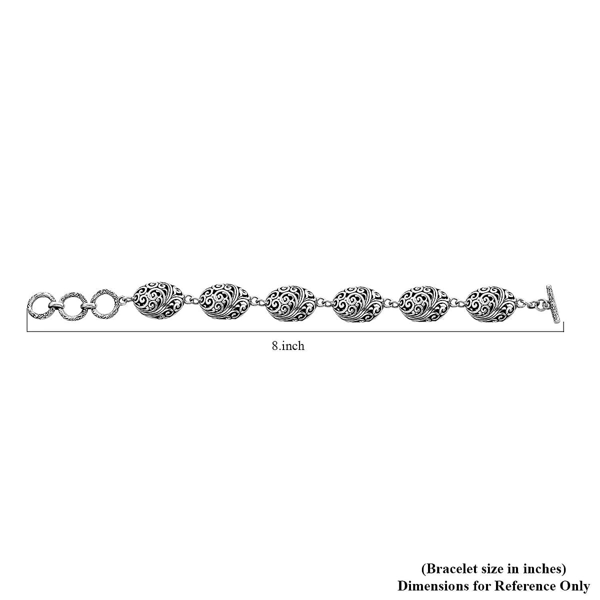 Bali Legacy Sterling Silver Toggle Clasp Oval Bracelet (7.25 In) 21.40 Grams image number 3