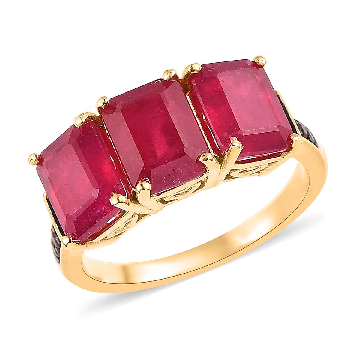 Niassa Ruby (FF) and Champagne Zircon Ring in Vermeil Yellow Gold Over Sterling Silver (Size 6.0) 7.00 ctw image number 0