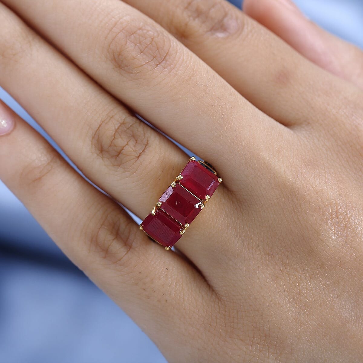 Niassa Ruby (FF) and Champagne Zircon Ring in Vermeil Yellow Gold Over Sterling Silver (Size 6.0) 7.00 ctw image number 1
