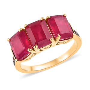 Niassa Ruby (FF) and Champagne Zircon Ring in Vermeil Yellow Gold Over Sterling Silver (Size 10.0) 7.00 ctw (Del. in 5-7 Days)