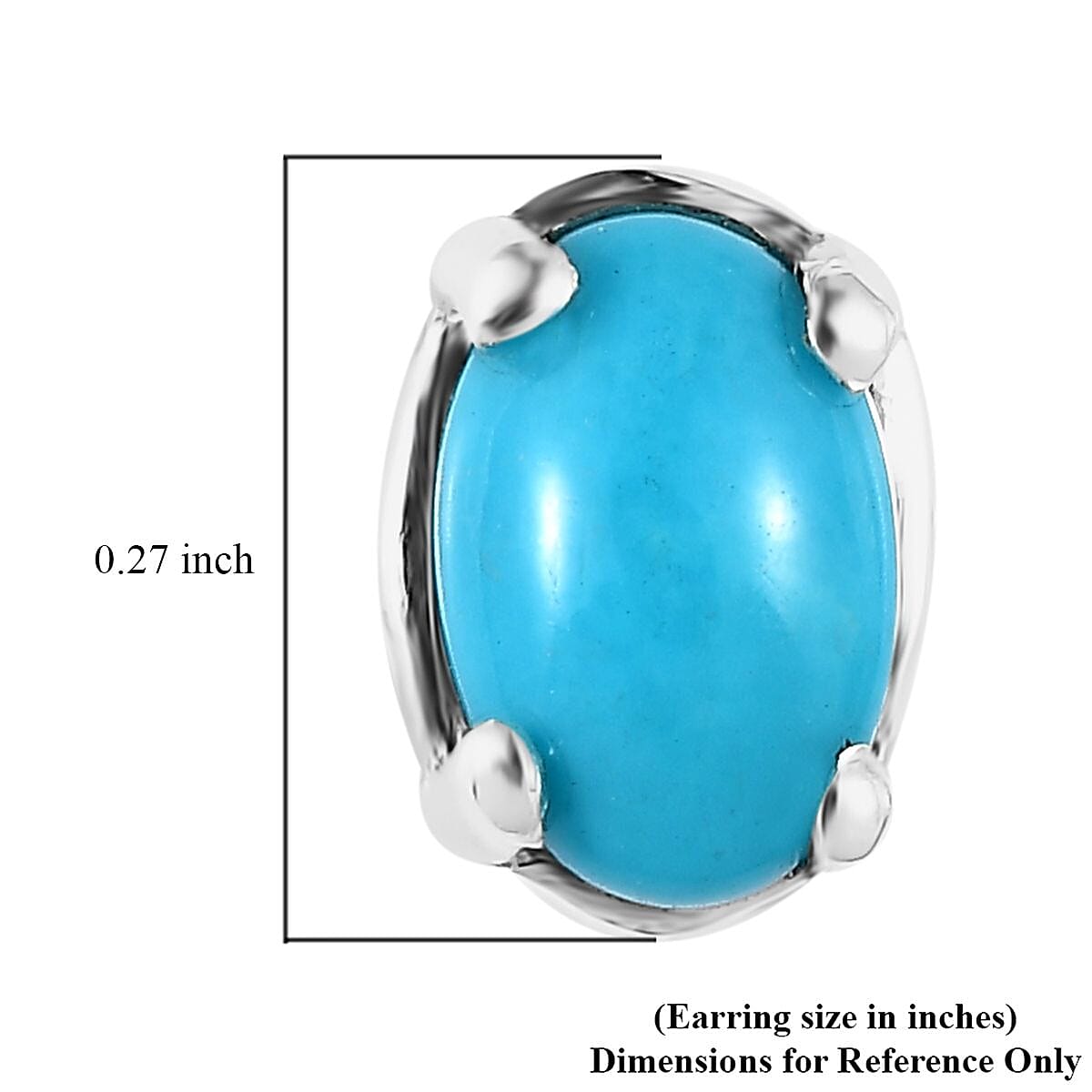 Premium Sleeping Beauty Turquoise Solitaire Stud Earrings in Platinum Over Sterling Silver 0.90 ctw image number 4