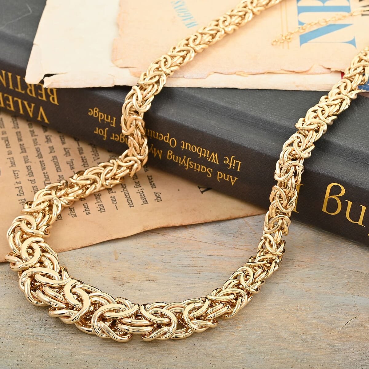Grande Byzantine Italian 10K Yellow Gold 15mm Necklace 18-20 Inches 20.45 Grams image number 1