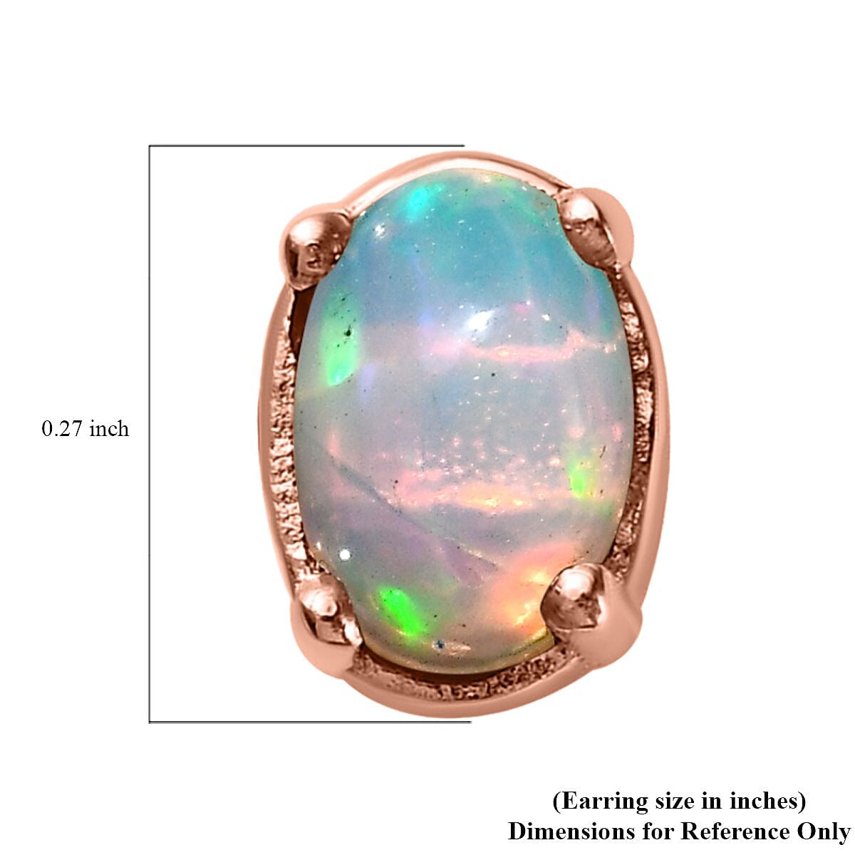 D'Joy Premium Ethiopian Welo Opal Solitaire Stud Earrings in Vermeil Rose Gold Over Sterling Silver, Opal Jewelry, Birthday Gift For Her 0.65 ctw image number 3