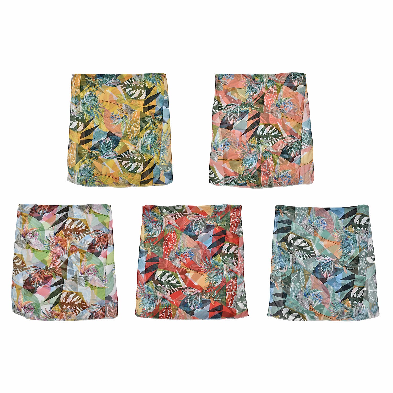 Set of 5 Jungle Pattern Polyester Scarves