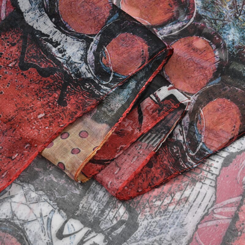 Set of 5 Abstract Art Pattern Polyester Scarves