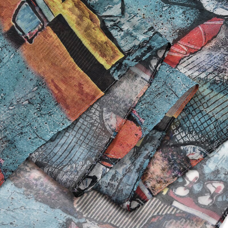 Set of 5 Abstract Art Pattern Polyester Scarves