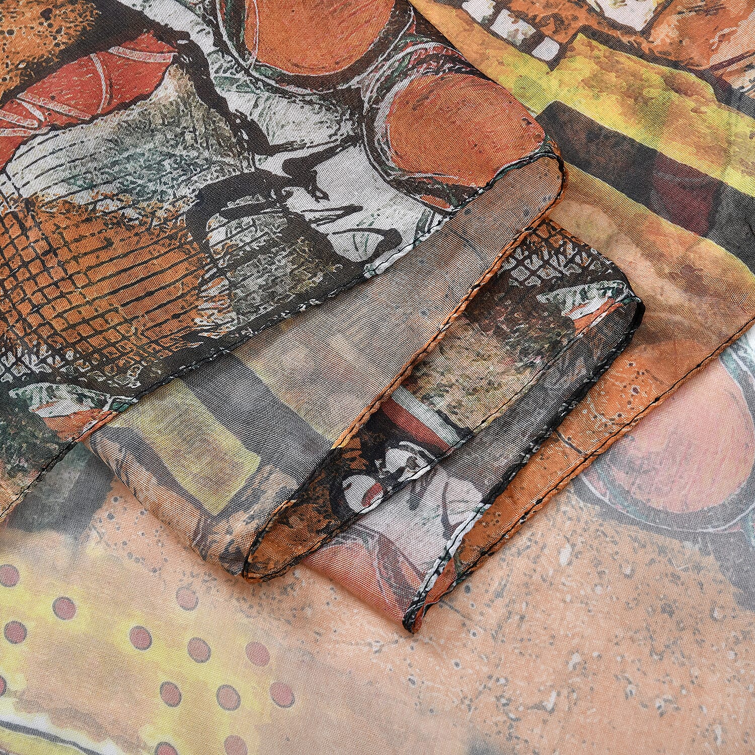Set of 5 Abstract Art Pattern Polyester Scarves