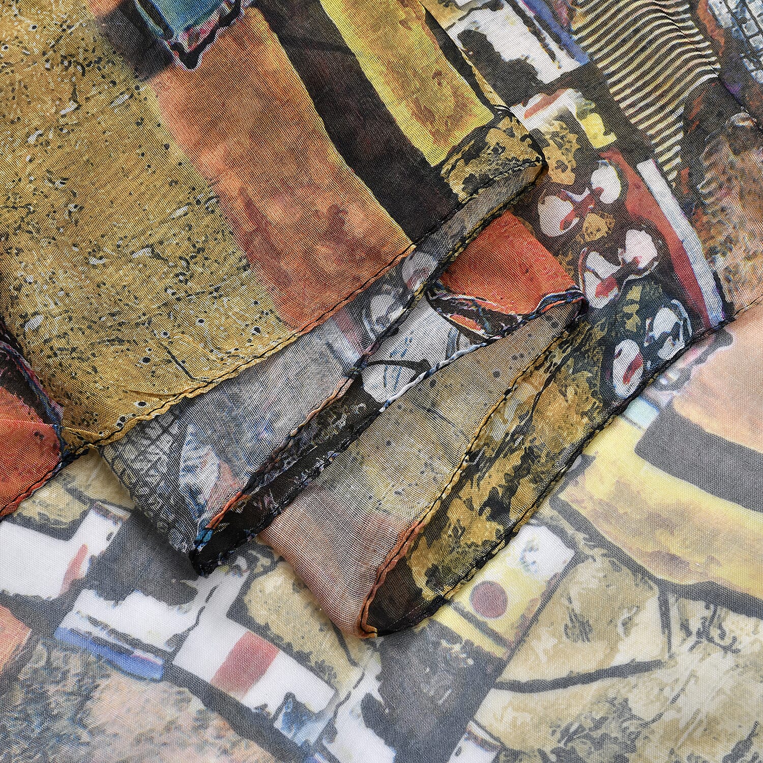 Set of 5 Abstract Art Pattern Polyester Scarves