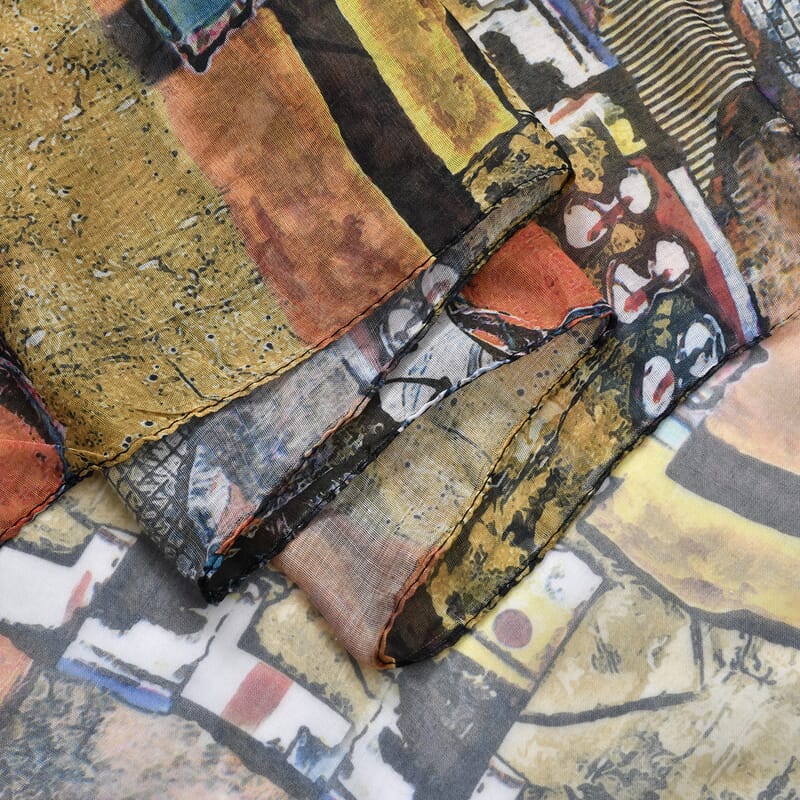 Set of 5 Abstract Art Pattern Polyester Scarves