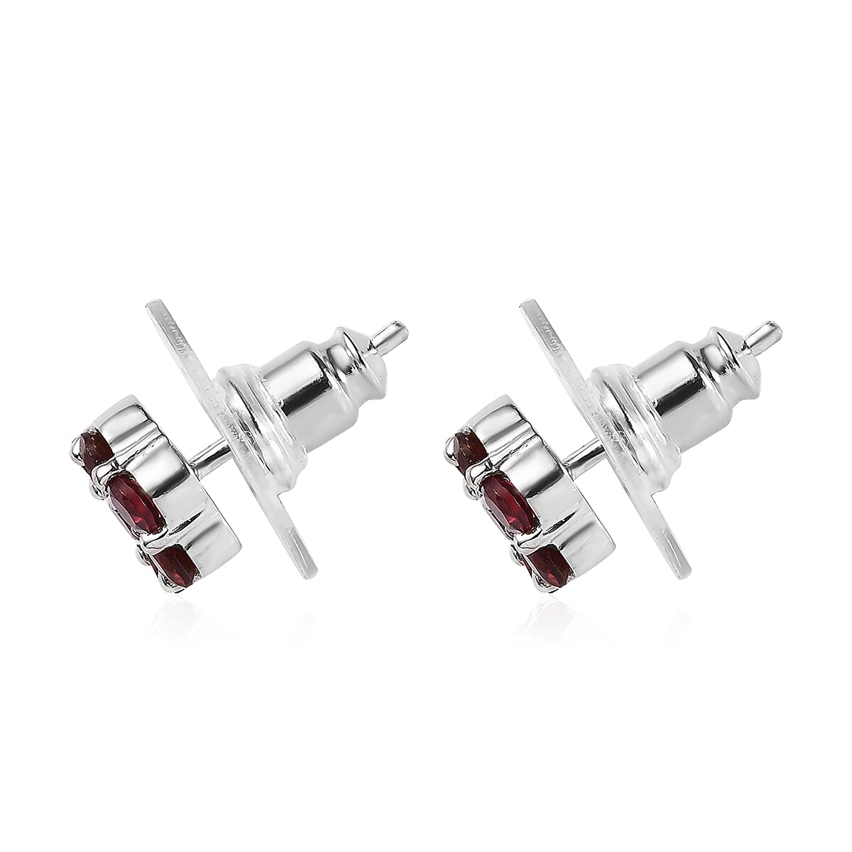 Orissa Rhodolite Garnet Floral Stud Earrings in Platinum Over Sterling Silver 1.25 ctw image number 3