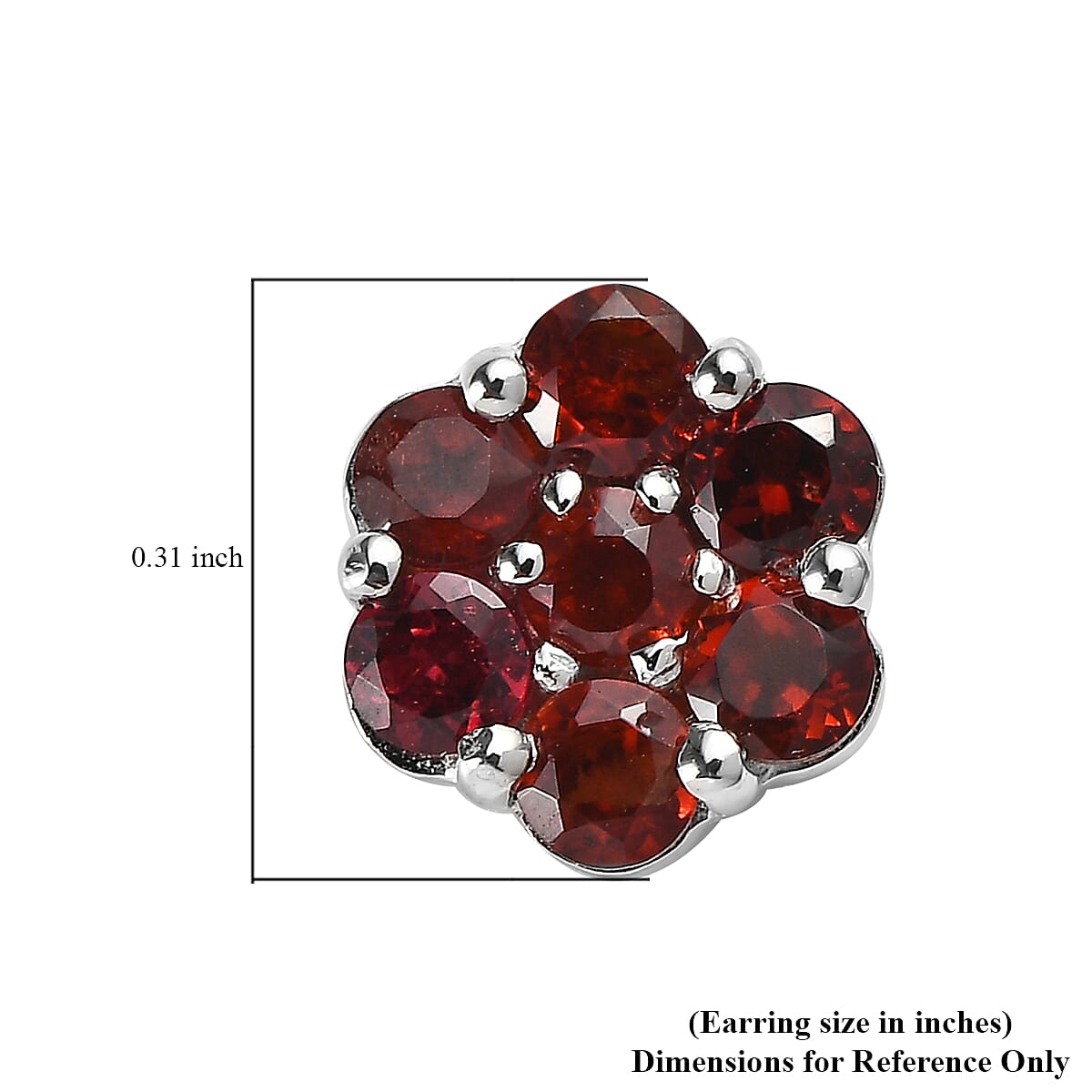 Orissa Rhodolite Garnet Floral Stud Earrings in Platinum Over Sterling Silver 1.25 ctw image number 4