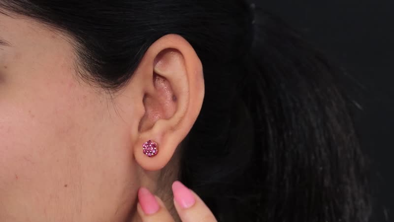 Orissa Rhodolite Garnet Floral Stud Earrings in Vermeil Rose Gold Over Sterling Silver 1.25 ctw
