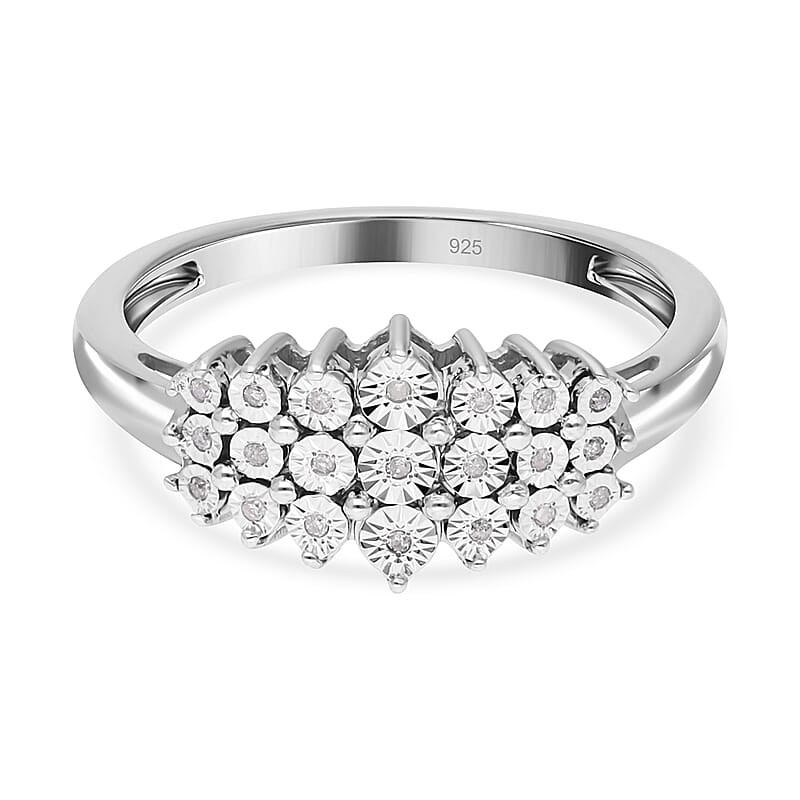 White Diamond Ring in Platinum Over Sterling Silver