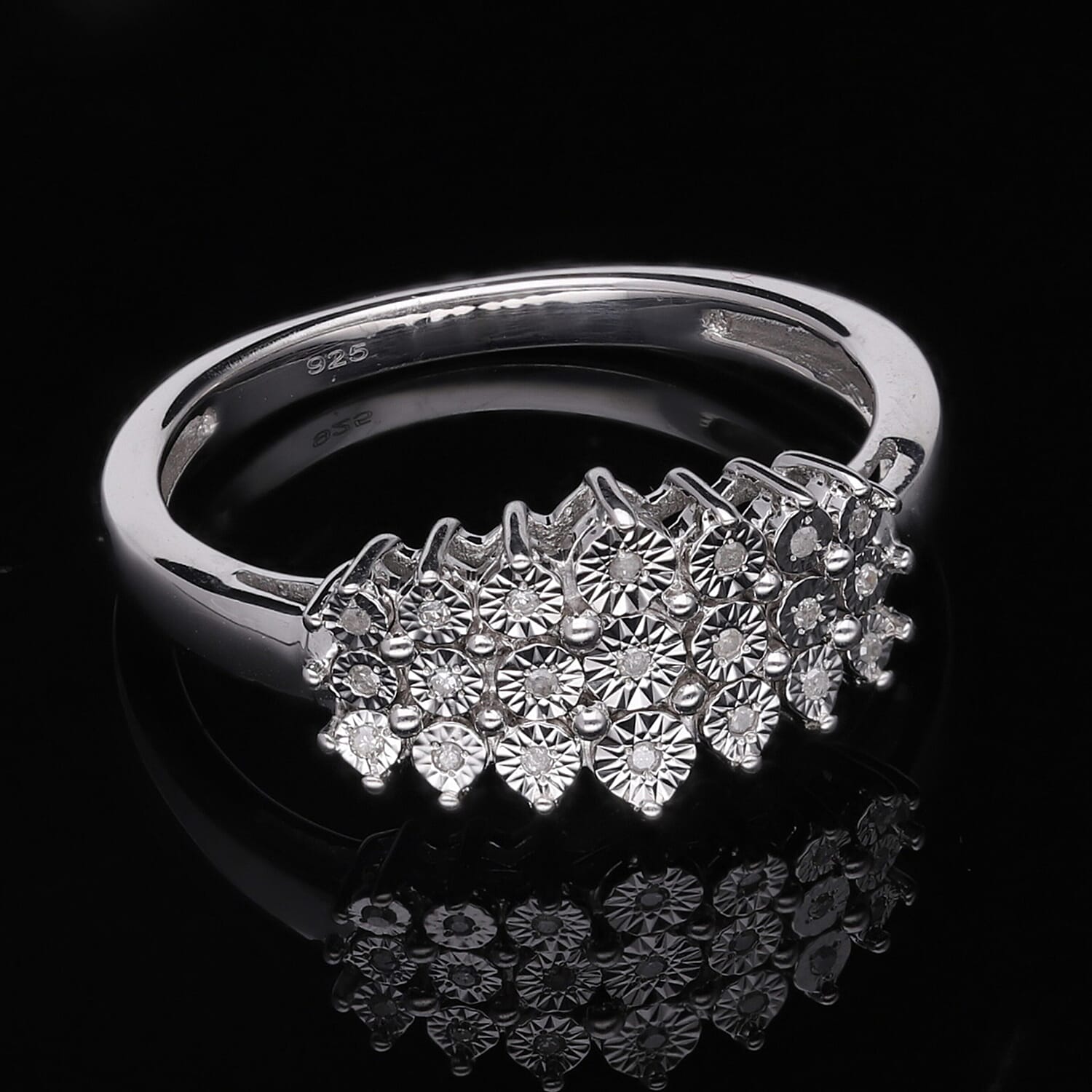 White Diamond Ring in Platinum Over Sterling Silver