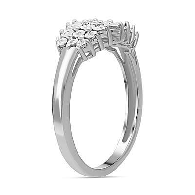 White Diamond Ring in Platinum Over Sterling Silver